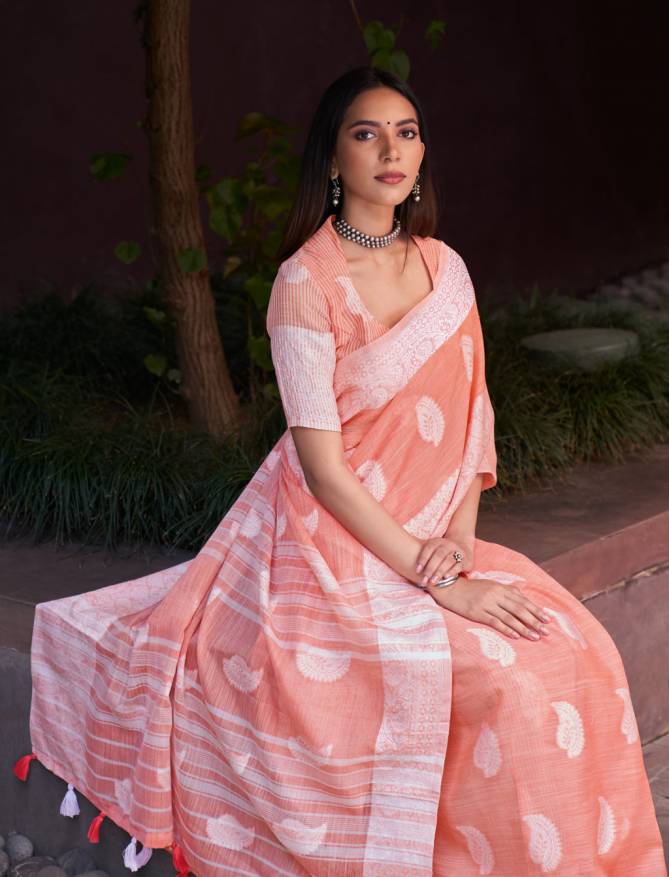 Sangam Linen Thread Work Designer Saree Collection